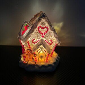 Ginger Bread House Light Up House Acrylic Vintage Christmas Candy Cane
